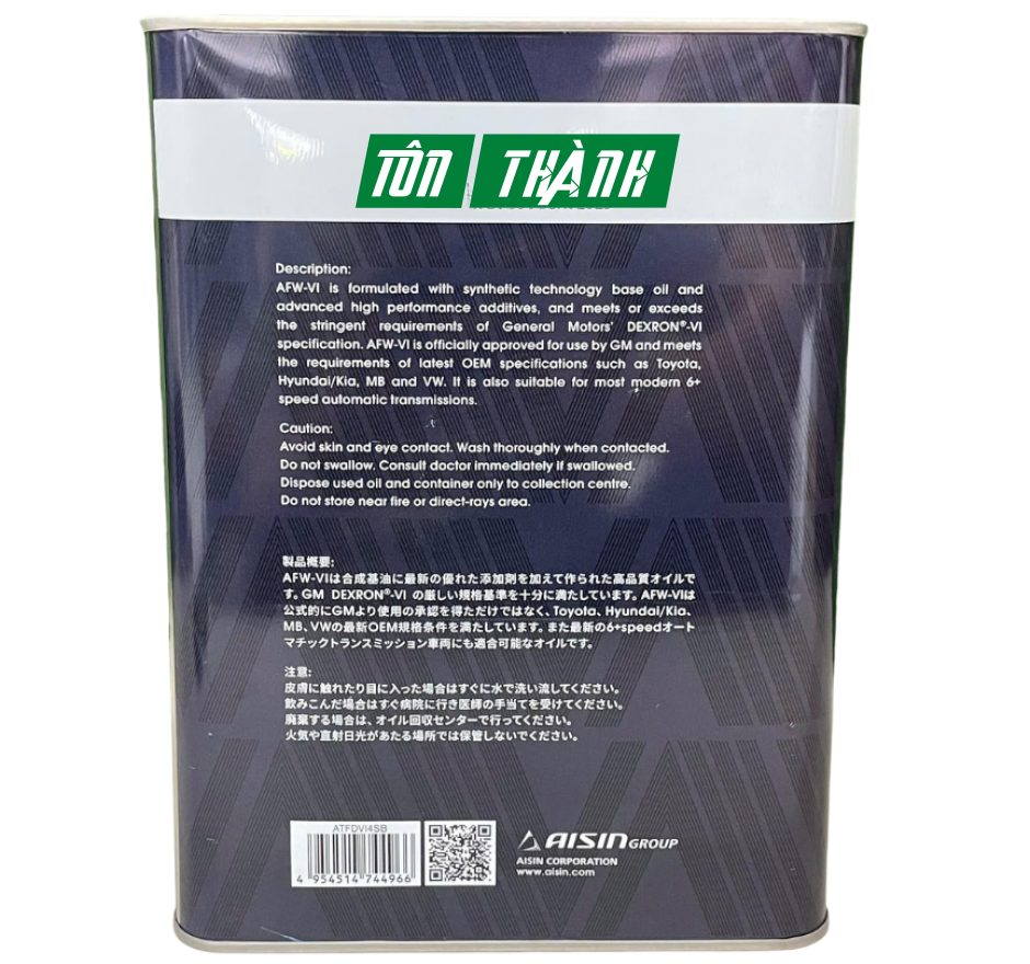 Dầu Hộp Số Tự Động AISIN AFW-VI (4 Lít)