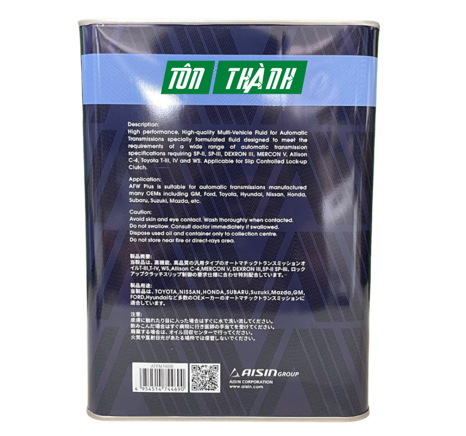 Dầu Hộp Số Tự Động AISIN AFW+ (4 Lít)
