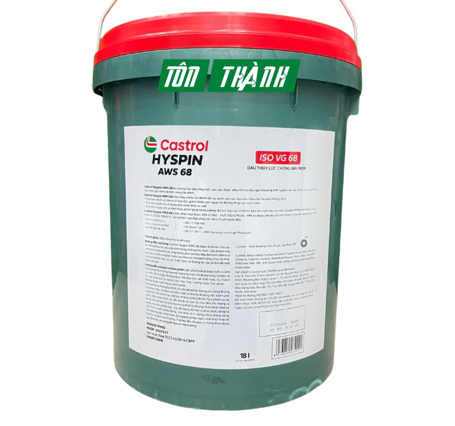 Dầu thủy lực Castrol Hyspin AWS 68 (18 Lít) - Nhớt 10
