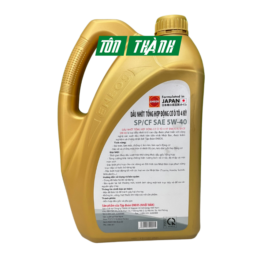 DẦU NHỚT Ô TÔ TỔNG HỢP TOÀN PHẦN ENEOS X SP/CF 5W40 (4 LÍT)
