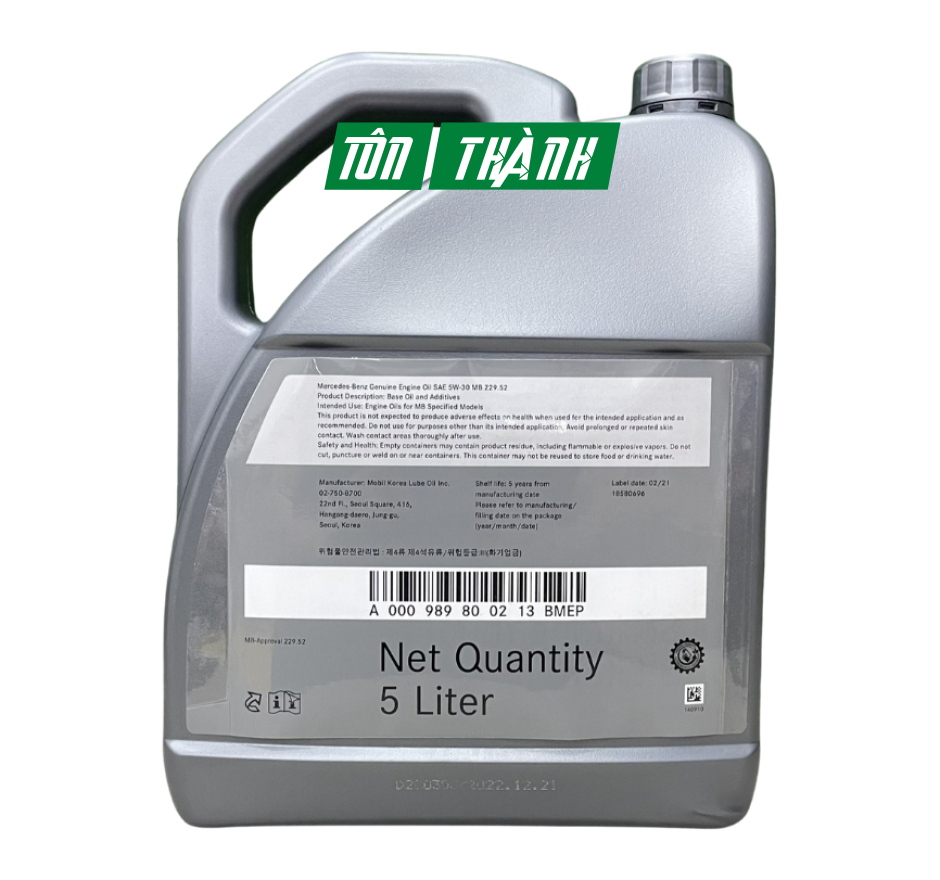 Dầu nhớt xe hơi cao Mercedes Benz 229.52 5W30 (5 Lít)