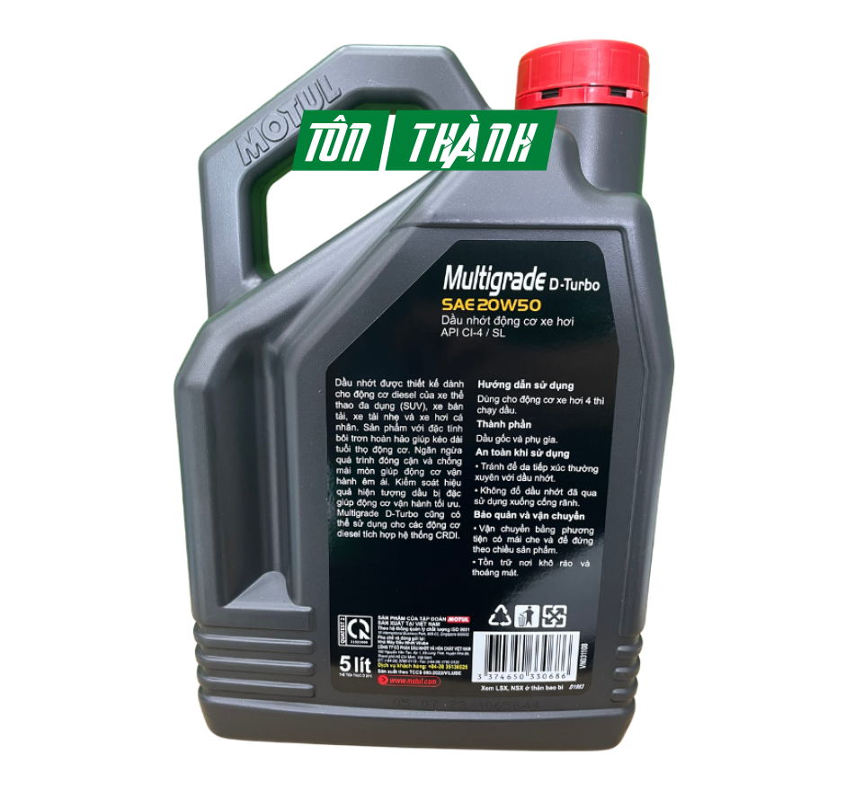 DẦU NHỚT CAO CẤP MOTUL MULTIGRADE D-TURBO 20W50 (5 LÍT)