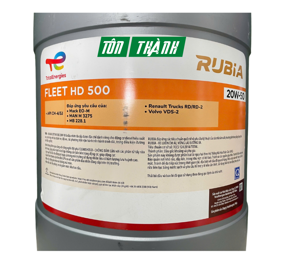 DẦU ĐỘNG CƠ DIESEL TOTAL RUBIA FLEET HD 500 20W-50 (25 LÍT)