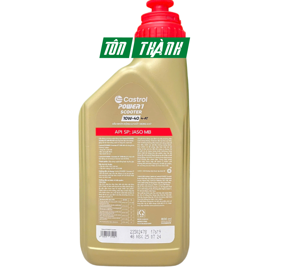 DẦU NHỚT TAY GA CASTROL POWER-1 SCOOTER 10W40 (0.8L & 1L)