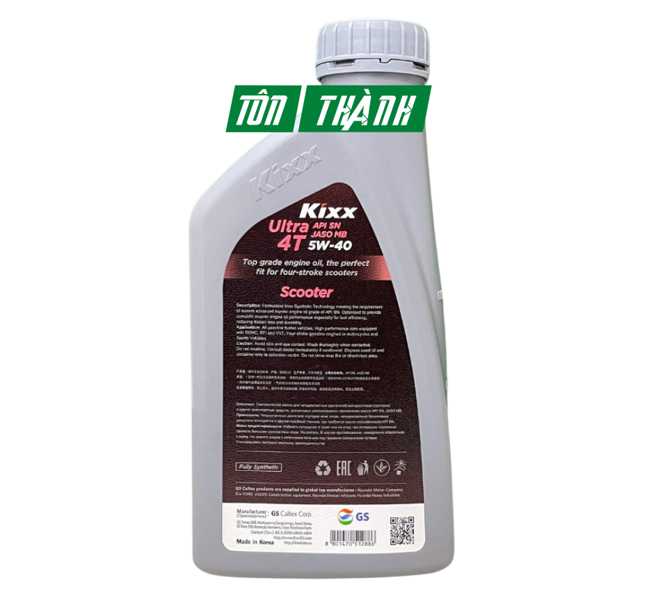 Nhớt xe ga cao cấp Kixx Ultra 10W40 (0.8 Lít)