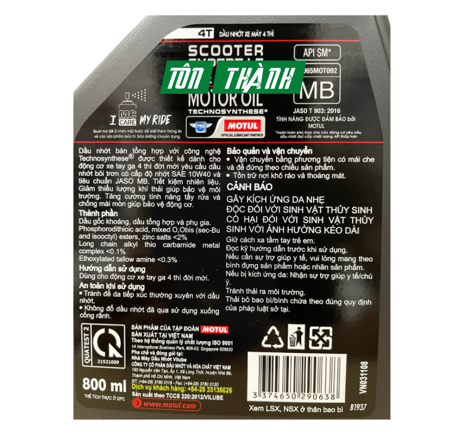 Nhớt xe tay ga MOTUL SCOOTER EXPERT LE 4T 10W40 cao cấp (0.8 Lít & 1 Lít)