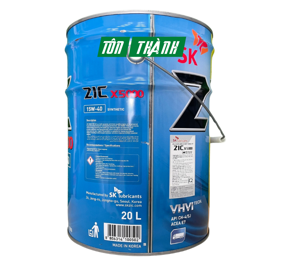 DẦU NHỚT XE TẢI NẶNG SK ZIC X5000 15W40 (20 Lít)