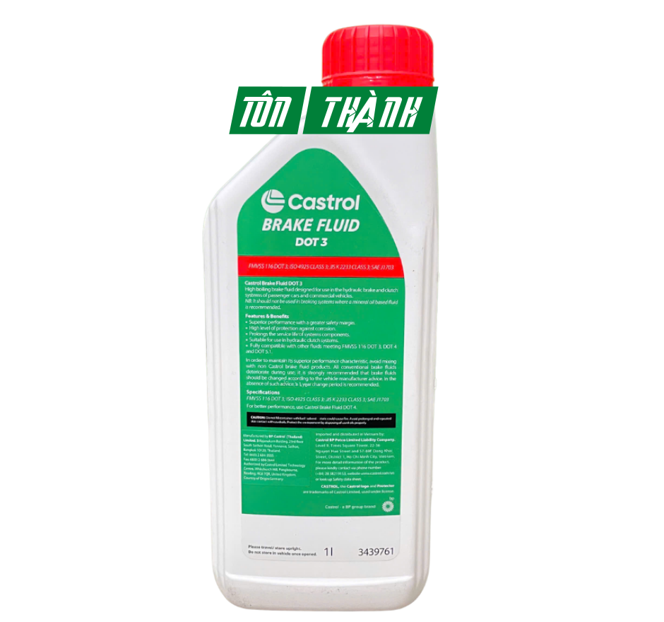 DẦU PHANH XE Ô TÔ CAO CẤP CASTROL BRAKE FLUID DOT 3 (1 LÍT)